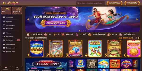 Alawin Casino mobilon – kezdőlap