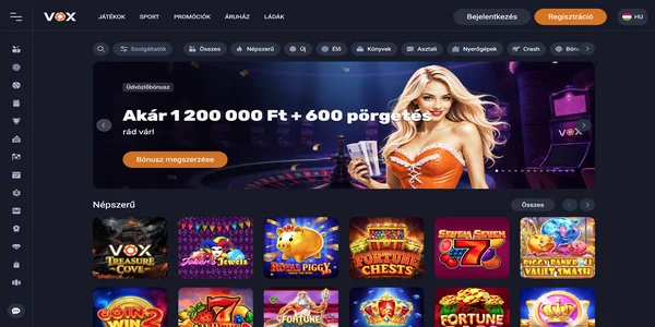 Vox Casino mobilon – kezdőlap