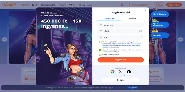 V.Vegas Casino mobilon – regisztráció