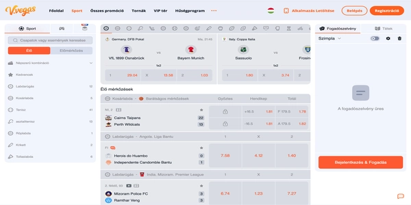 V.Vegas Casino mobilon – sportfogadás